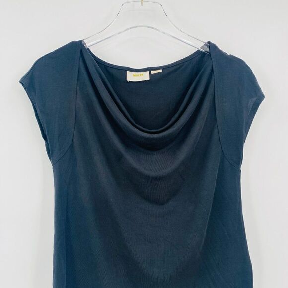 Maeve Anthropologie Size XS Black Scoop Neck Short Sleeve Blouse Top - Picture 2 of 7